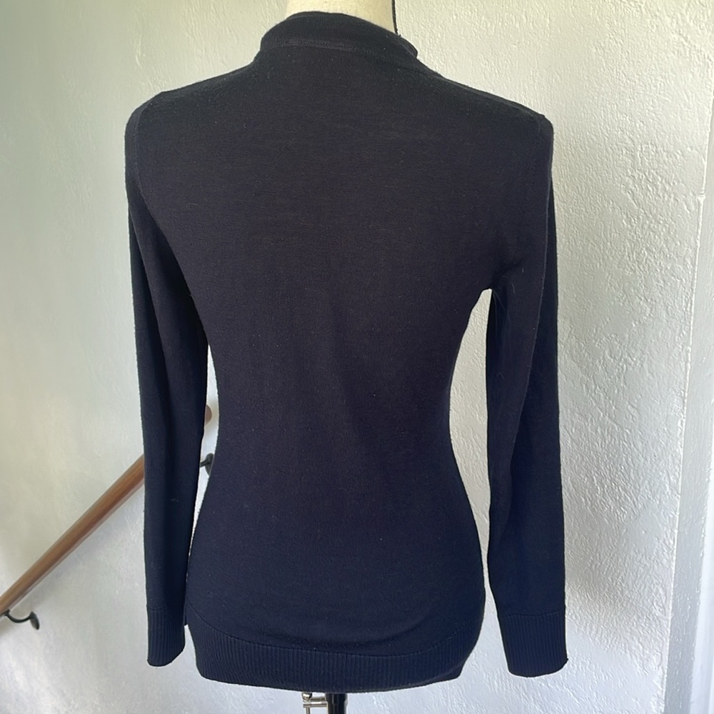 Tory Burch Simone Merino Wool‎ VNeck Cardigan with Large Gold Buttons Size XS - Picture 5 of 6
